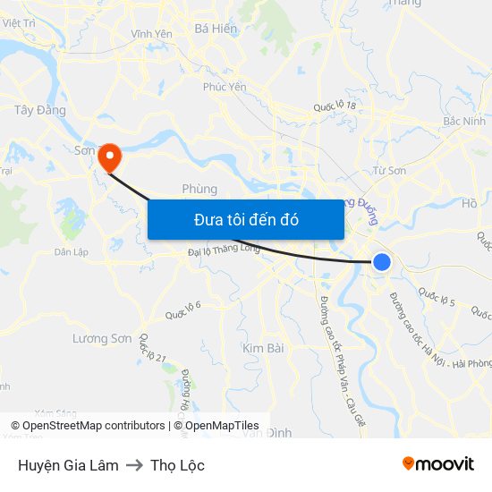 Huyện Gia Lâm to Thọ Lộc map