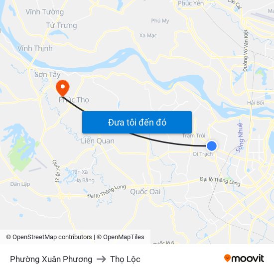 Phường Xuân Phương to Thọ Lộc map