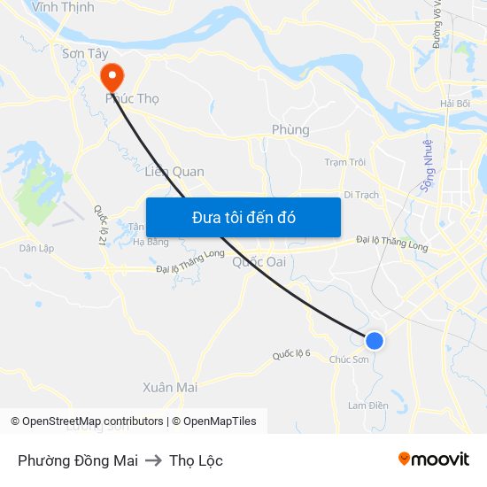 Phường Đồng Mai to Thọ Lộc map