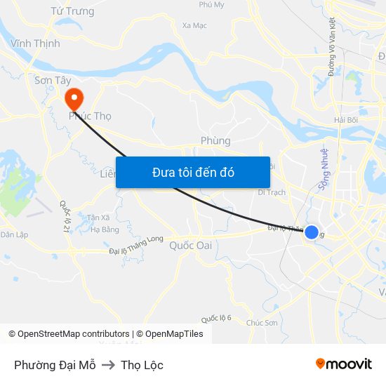 Phường Đại Mỗ to Thọ Lộc map