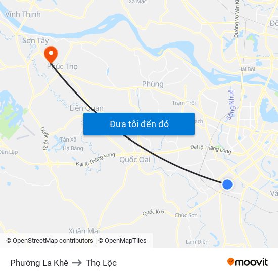 Phường La Khê to Thọ Lộc map
