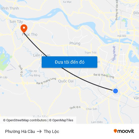 Phường Hà Cầu to Thọ Lộc map
