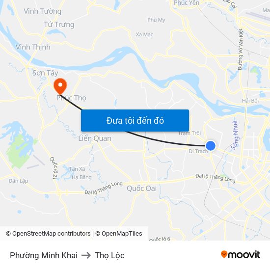 Phường Minh Khai to Thọ Lộc map