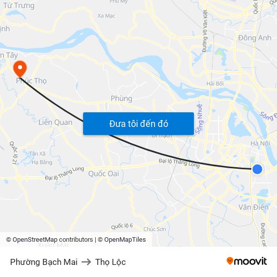 Phường Bạch Mai to Thọ Lộc map