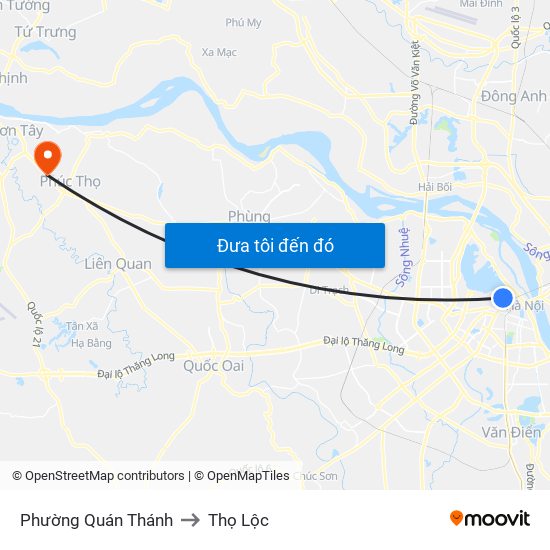 Phường Quán Thánh to Thọ Lộc map