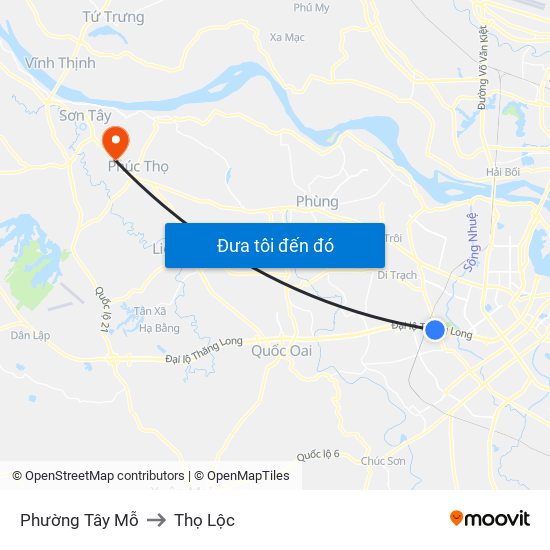 Phường Tây Mỗ to Thọ Lộc map