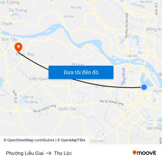 Phường Liễu Giai to Thọ Lộc map