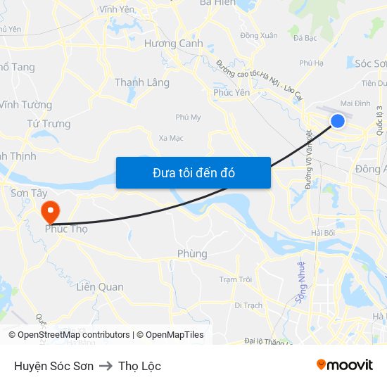 Huyện Sóc Sơn to Thọ Lộc map
