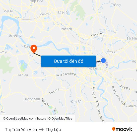 Thị Trấn Yên Viên to Thọ Lộc map