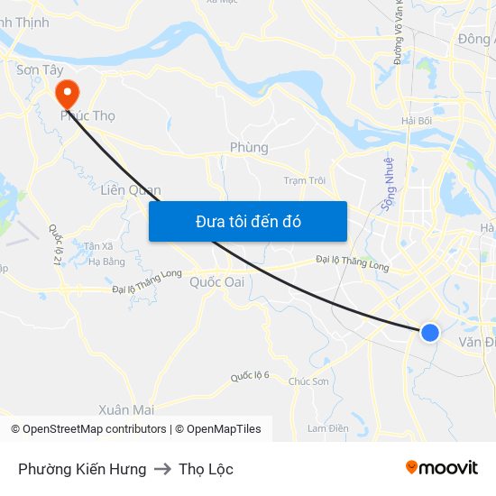 Phường Kiến Hưng to Thọ Lộc map