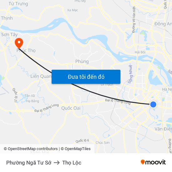 Phường Ngã Tư Sở to Thọ Lộc map