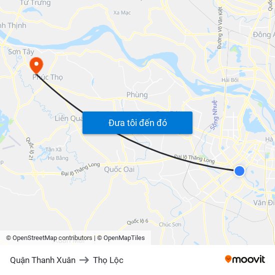 Quận Thanh Xuân to Thọ Lộc map