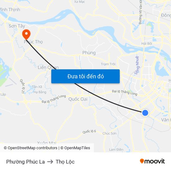 Phường Phúc La to Thọ Lộc map