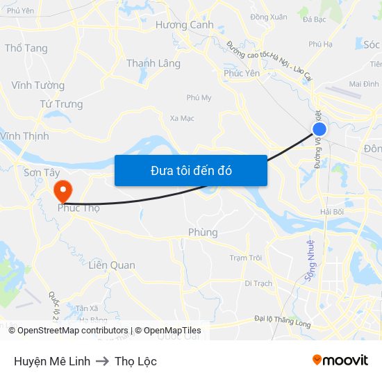 Huyện Mê Linh to Thọ Lộc map