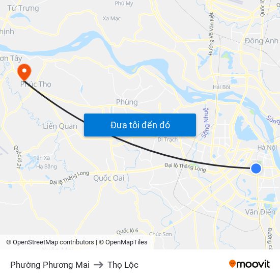 Phường Phương Mai to Thọ Lộc map