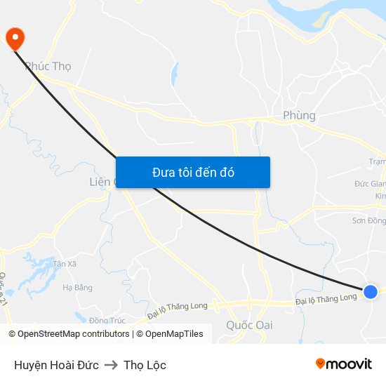 Huyện Hoài Đức to Thọ Lộc map