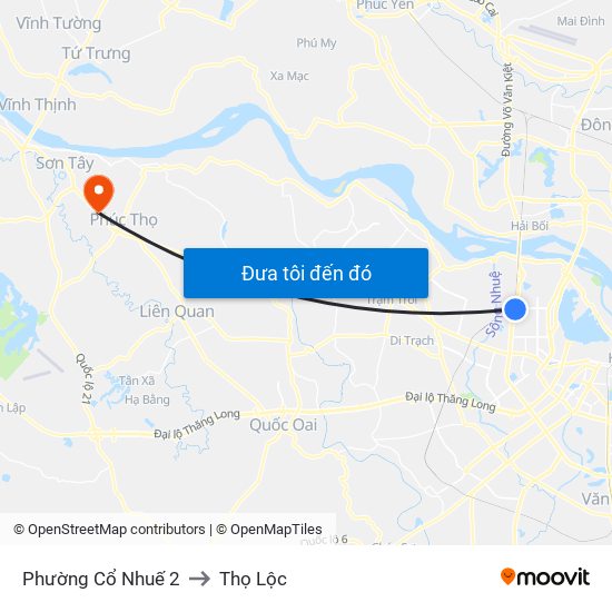 Phường Cổ Nhuế 2 to Thọ Lộc map