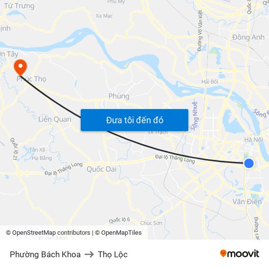 Phường Bách Khoa to Thọ Lộc map