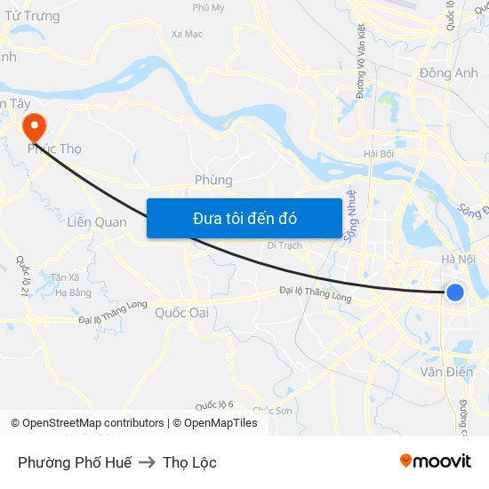 Phường Phố Huế to Thọ Lộc map