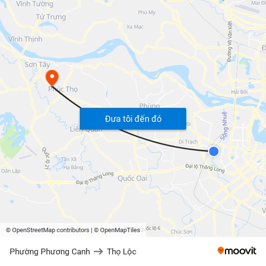 Phường Phương Canh to Thọ Lộc map