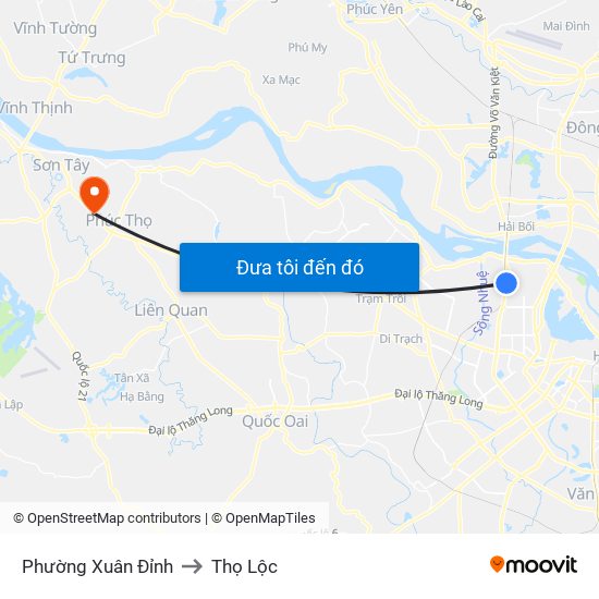 Phường Xuân Đỉnh to Thọ Lộc map