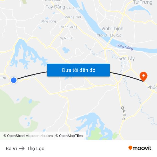 Ba Vì to Thọ Lộc map