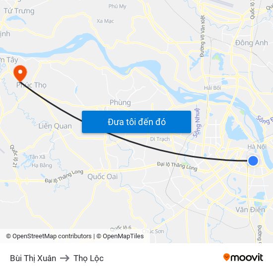 Bùi Thị Xuân to Thọ Lộc map