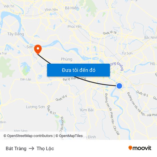 Bát Tràng to Thọ Lộc map