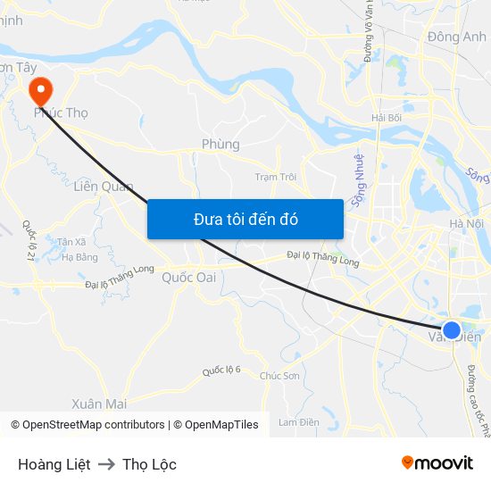 Hoàng Liệt to Thọ Lộc map