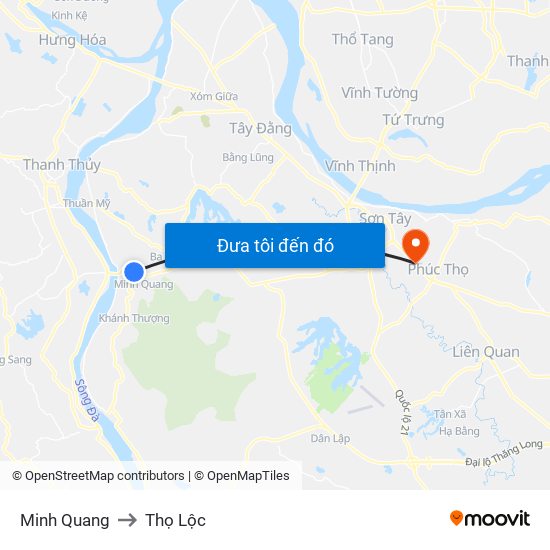 Minh Quang to Thọ Lộc map