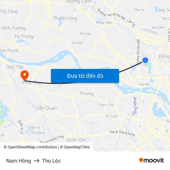 Nam Hồng to Thọ Lộc map