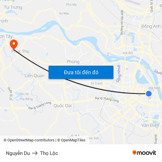 Nguyễn Du to Thọ Lộc map