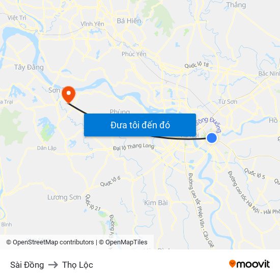 Sài Đồng to Thọ Lộc map