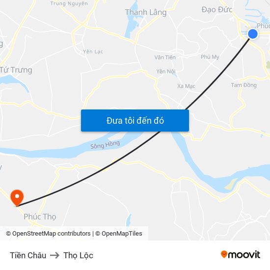 Tiền Châu to Thọ Lộc map