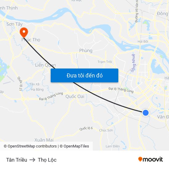 Tân Triều to Thọ Lộc map