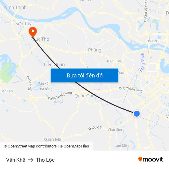 Văn Khê to Thọ Lộc map