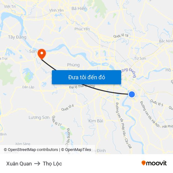 Xuân Quan to Thọ Lộc map