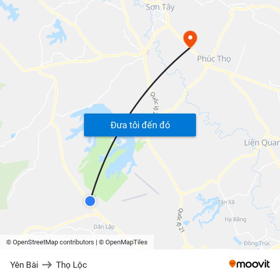 Yên Bài to Thọ Lộc map