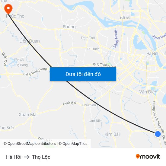 Hà Hồi to Thọ Lộc map