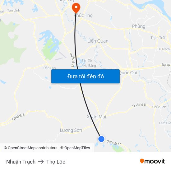 Nhuận Trạch to Thọ Lộc map