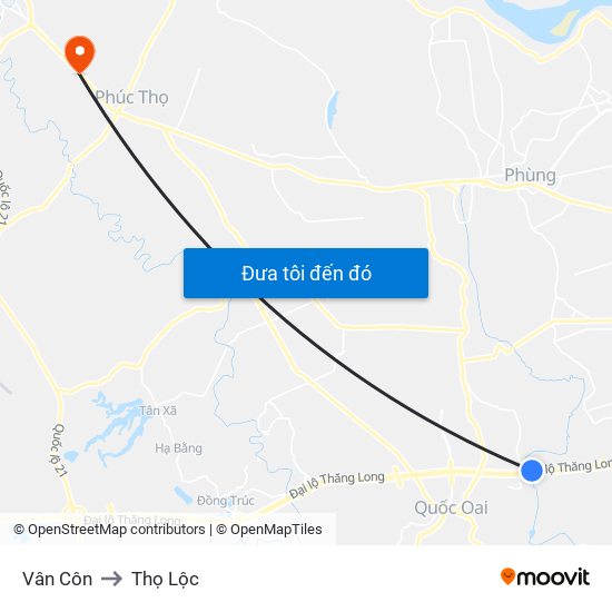 Vân Côn to Thọ Lộc map