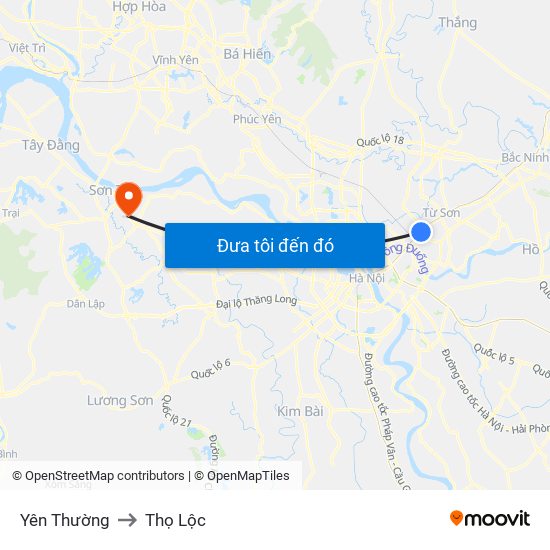 Yên Thường to Thọ Lộc map