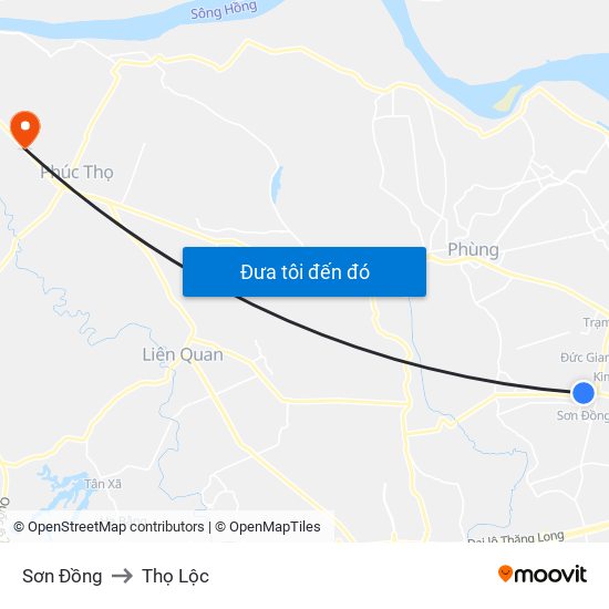 Sơn Đồng to Thọ Lộc map