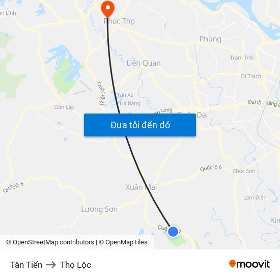 Tân Tiến to Thọ Lộc map