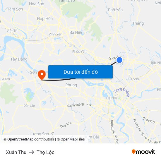Xuân Thu to Thọ Lộc map