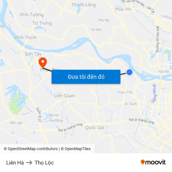 Liên Hà to Thọ Lộc map