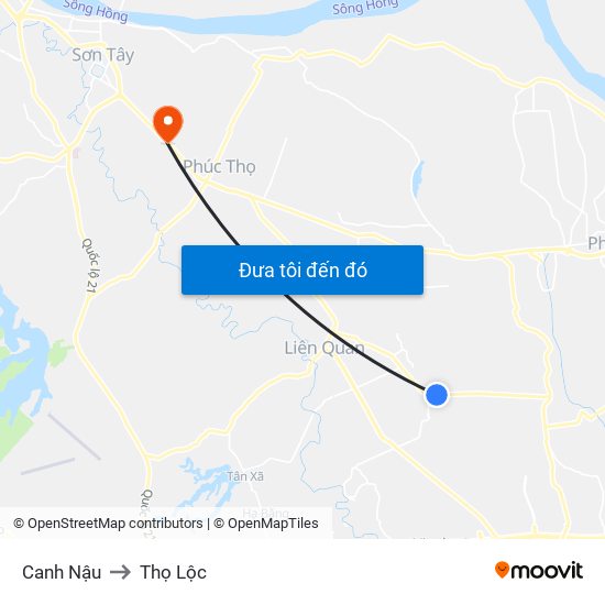 Canh Nậu to Thọ Lộc map
