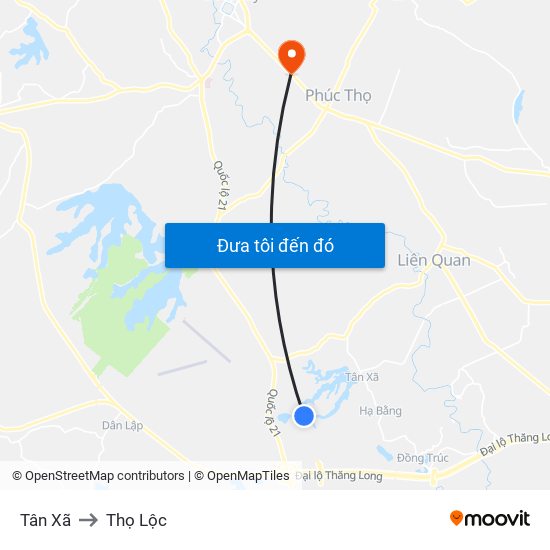 Tân Xã to Thọ Lộc map