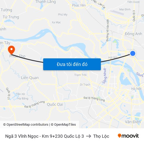 Ngã 3 Vĩnh Ngọc - Km 9+230 Quốc Lộ 3 to Thọ Lộc map