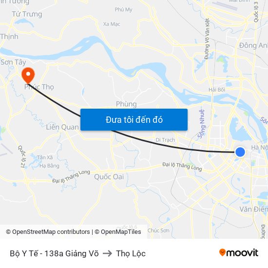 Bộ Y Tế - 138a Giảng Võ to Thọ Lộc map